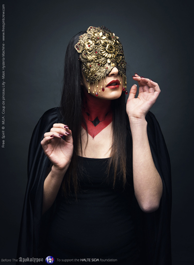 golden mask masque en or body painting rouge dark
