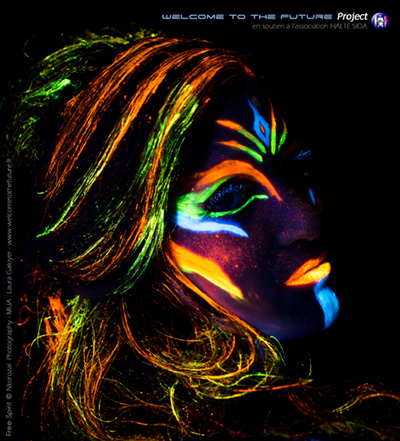 Black light body painting lumière noir glow face painting